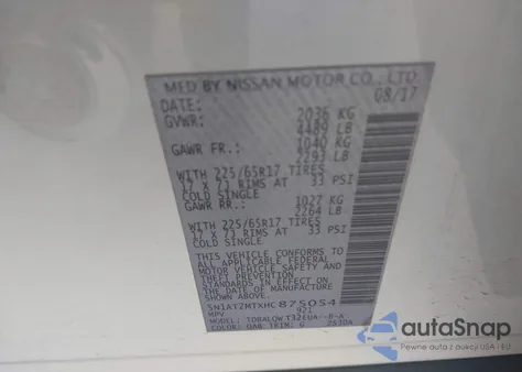 2017 Nissan Rogue Sv from USA, damaged, VIN 5N1AT2MTXHC875054